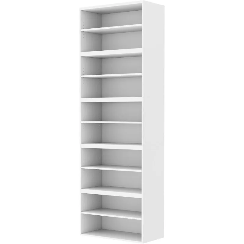 MoPac Bookcase (White) with Brushed Nickel Handles, 5 cabinets high