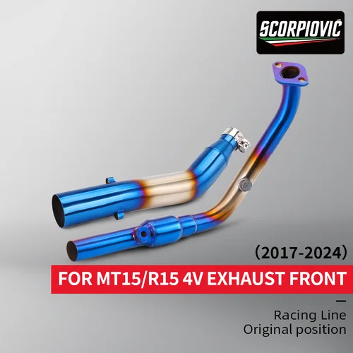 Imagen 2 del producto MT15 R15 V3 V4 V4 Sistema de escape de motocicleta Tubo de cabeza de tubo de acero inoxidable 2017-2024