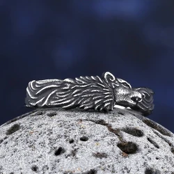 Viking 2024 New Vintage Cool 316L Stainless Steel Wolf Ring Animal jewelry Wholesale Price For Man Boyfriend Gift