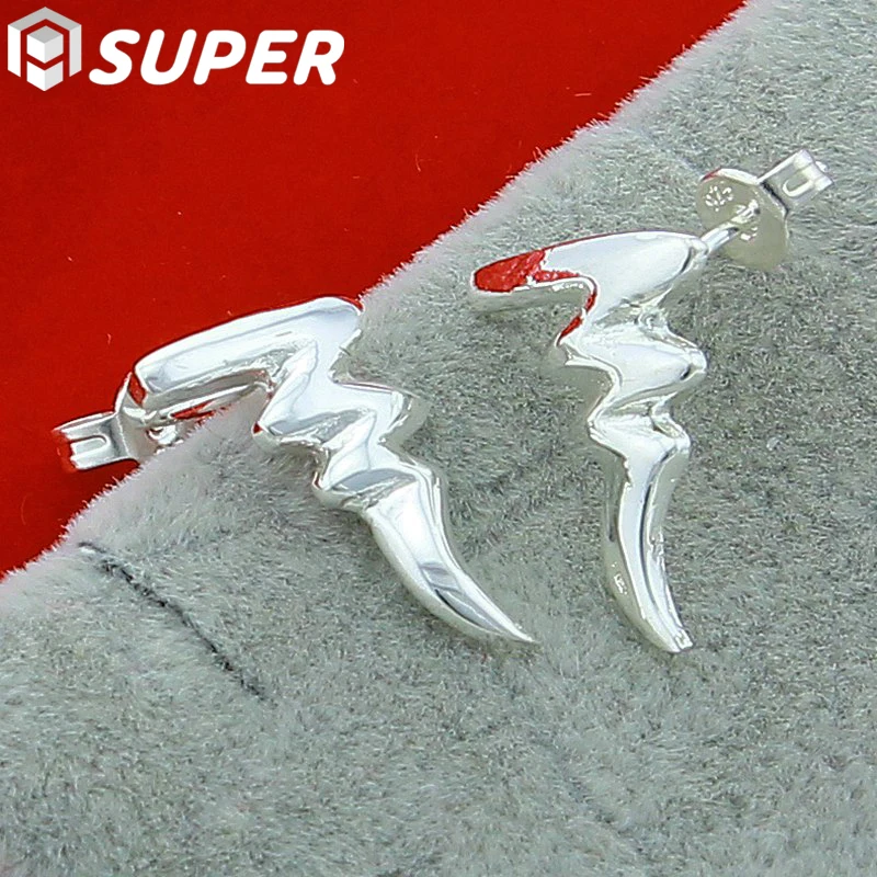 

925 Sterling Silver Lightning Stud Earrings For Woman Wedding Engagement Fashion Party Charm Jewelry