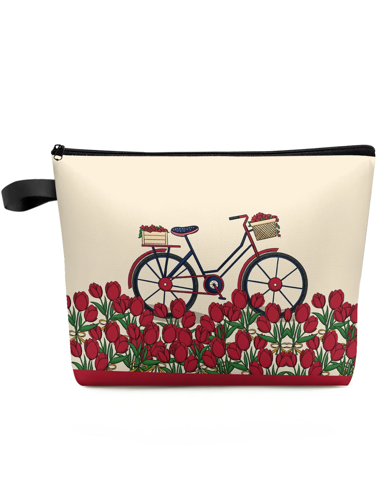 Tulip Flower Bicycle Makeup Bag Pouch Travel Essentials Lady Women Cosmetic Bags Toilet Organizer Kids Storage Pencil Case