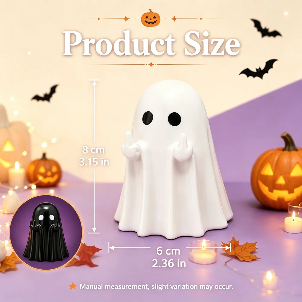Niedliche Halloween-Geisterfiguren, Lustige Gesichts-Miniaturstatue für den Schreibtisch, Dekoration für Zuhause, Regal, Auto, Tisch, Geschenk für Feiertagspartys – Detail 2