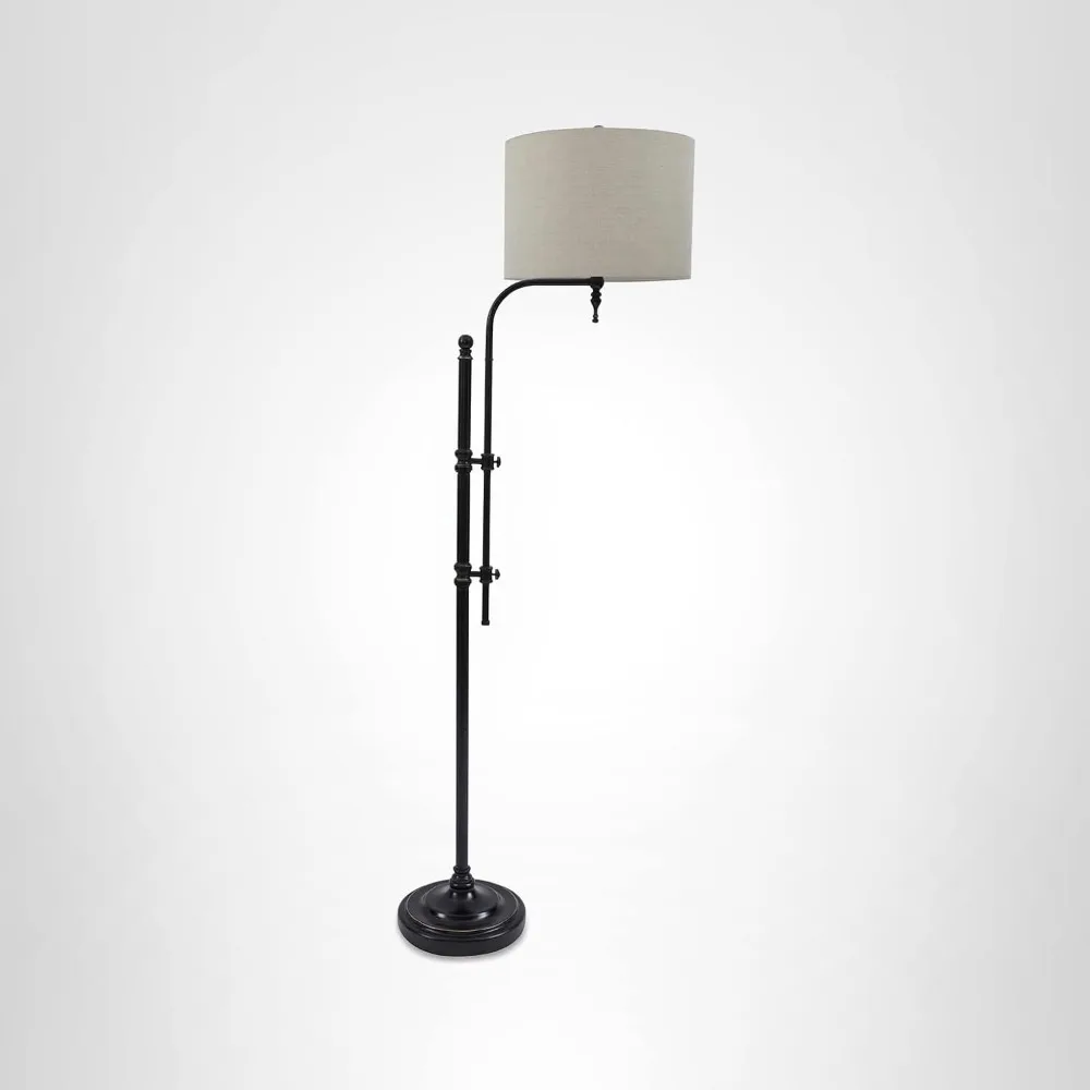 Candeeiro de pé casual Ashley Anemoon de metal com braço ajustável, preto, 64,63 polegadas