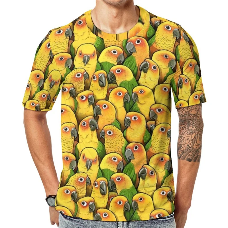 Funny Parrot Pattern 3d Printed T-Shirt For Men Female Summer T Shirt Casual Fashion Tee High Quality O Collar Short Sleeve Tops