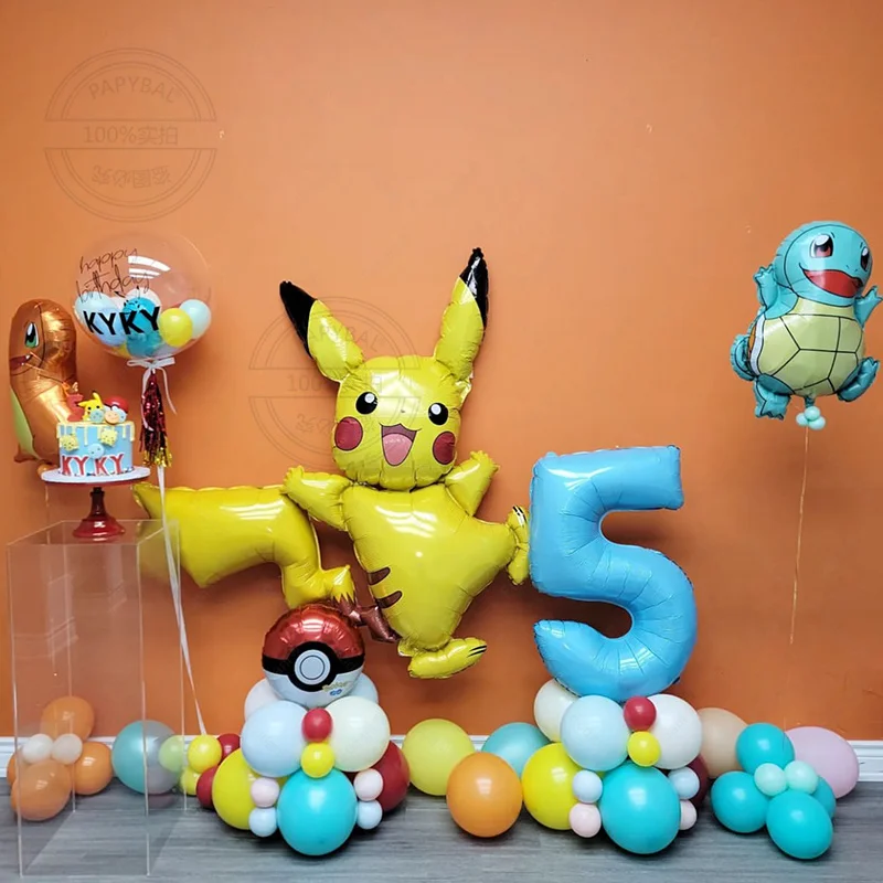 59pcs Cartoon Pokemon Theme Pocket Elf Pikachu Birthday Party Decoration Balloon Kids 1-9year Old Baby Shower Globos