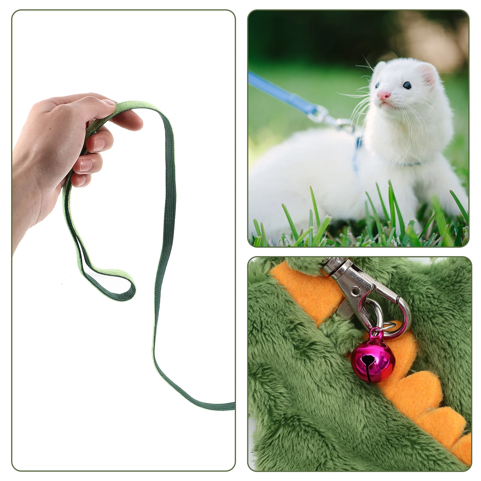 

Cat Harness for Small Pets Adjustable Bunny Rabbit Ferret Leash Wear Resistant Traction Rope Cartoon Design Decorative Dog Vest