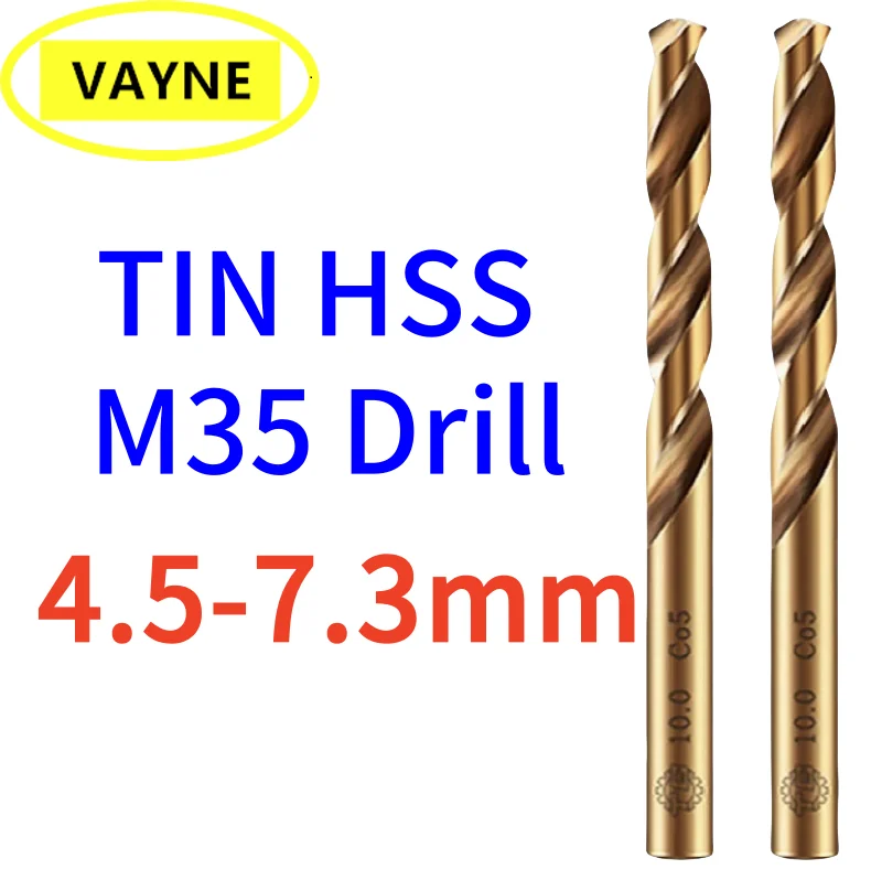 

2/1 PCS TIN HSS M35 Twist Drill Bit Contains Cobalt Stainless Steel Special Drill Bit Perforated Steel Superh 4.5-7.3 mm