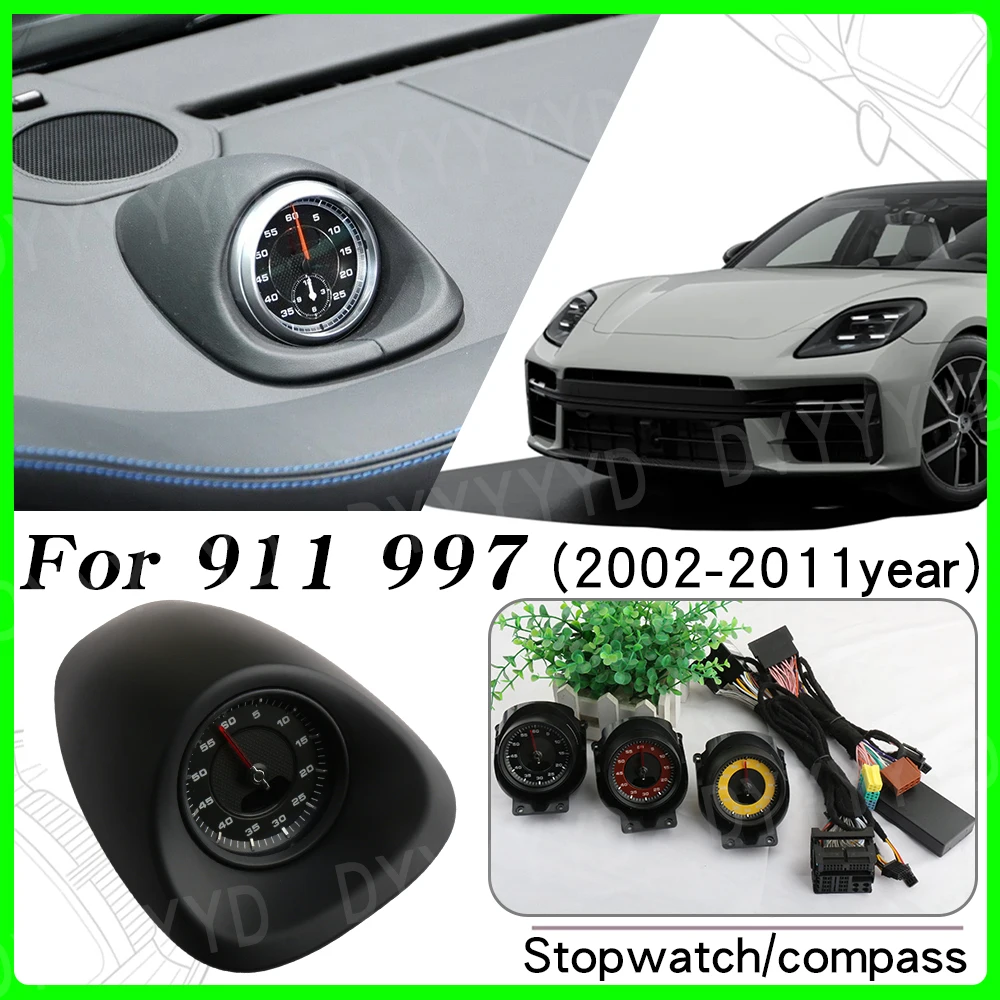 

Car Stopwatch For Porsche 911 997 2002-2012 Stopwatch Chrono Interior Dashboard Center Clock Compass Time Electronic Accessional