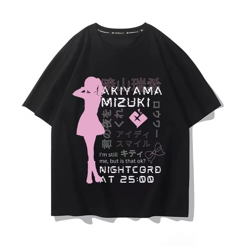 Project Sekai Akiyama Mizuki Yoisaki Kanade Printed T-shirt Men Women Unisex Summer Short-sleeved Streetswear   T-Shirts
