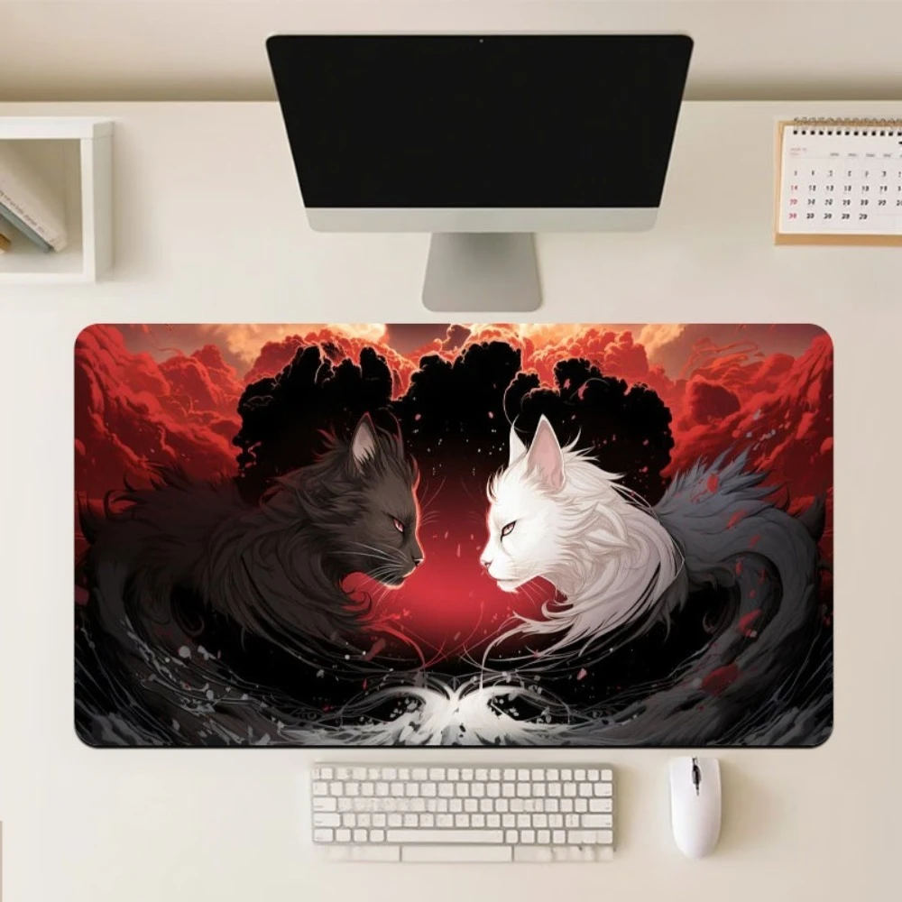 Tapis de souris gamer à motif de chat mythique - Surface antidérapante et lisse, adapté à la maison et au bureau
