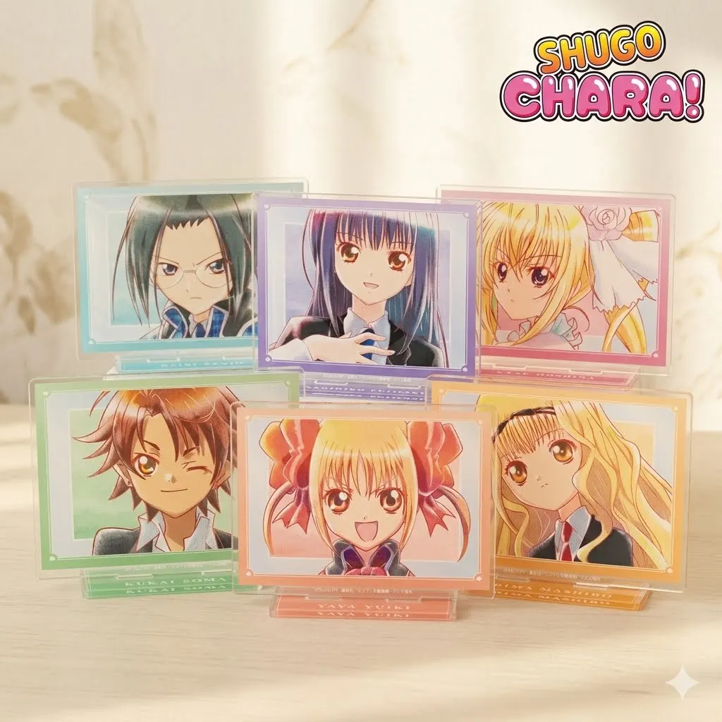 Shugo Chara Amu Hinamori Nadeshiko Fujisaki SC Acrylic Stand Keychain Peace Sign Style Desk Decor Cute Set Official Fans Gift