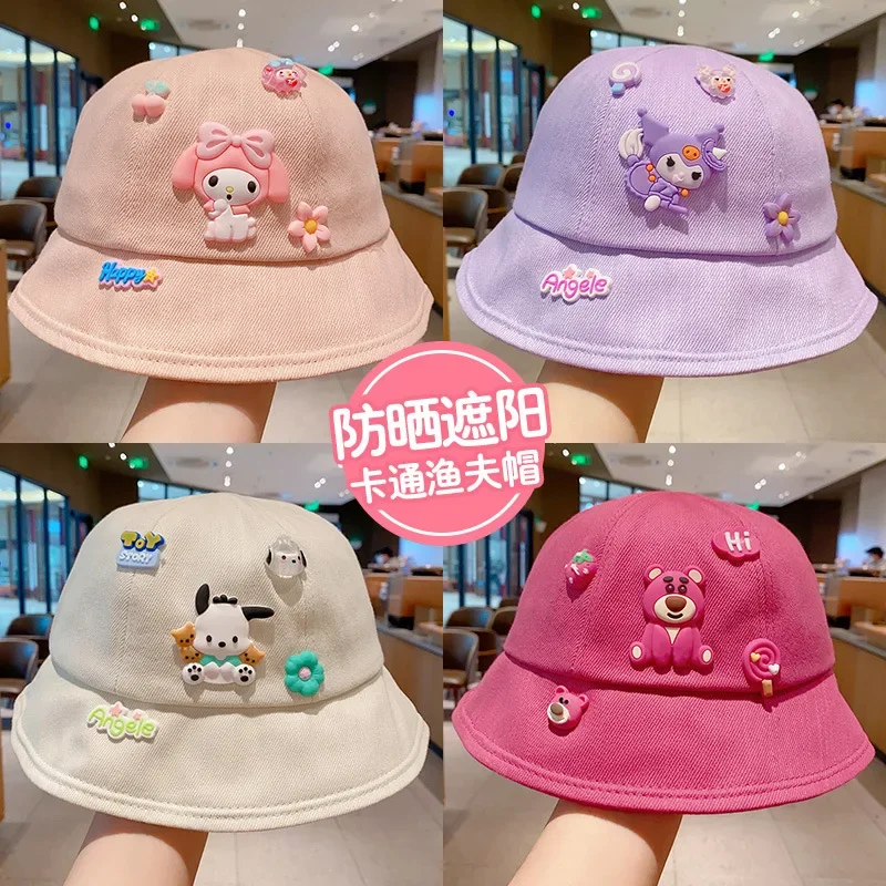 Sanrio Kuromi Fisherman Hat Cute Cartoon My Melody Pochacco Fashion Versatile Sunscreen Hat Charm Kawaii Holiday Gifts