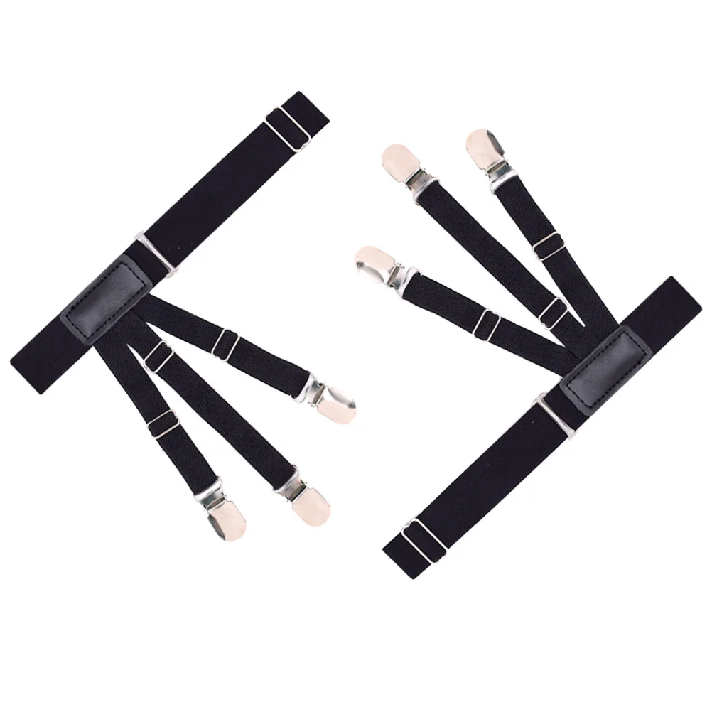 2 قطعة الحمالات قميص قابل للتعديل عدم الانزلاق كليب قميص مرن يبقى للرجال الثنية في حارس السراويل السوداء ملحق الحمالات #6