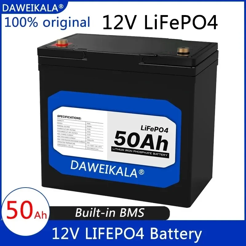 New LiFePo4 Battery 12V 50Ah Lithium Iron Phosphate 12V 24V LiFePo4 Rechargeable Batteries for Kid Scooters Boat Motor No Tax