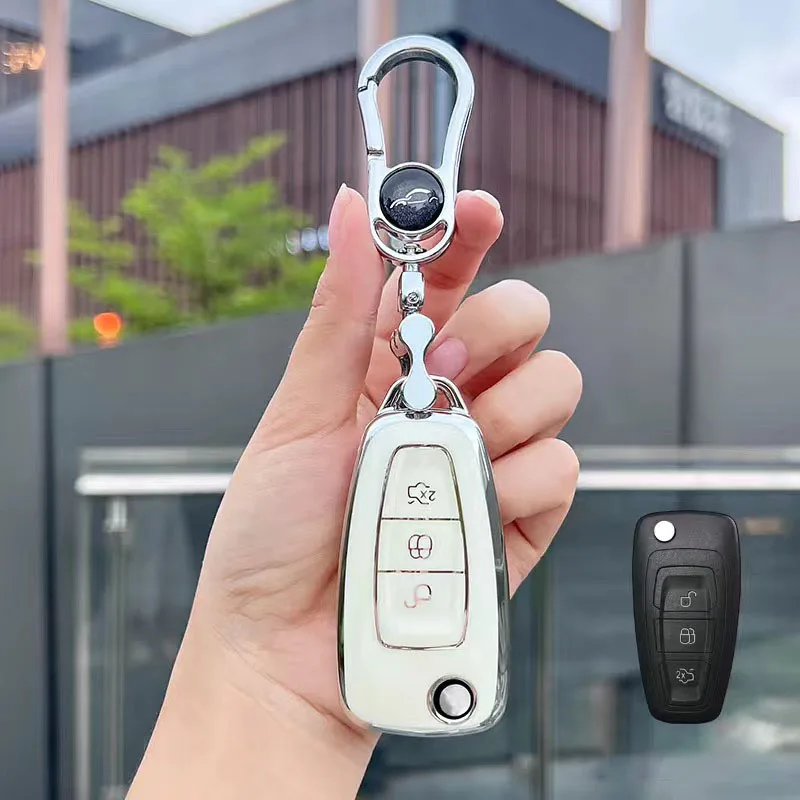

TPU Car Remote Key Case Cover Protector Shell Keychain For Ford Ranger C-Max S-Max Focus Galaxy Mondeo Transit Tourneo Custom