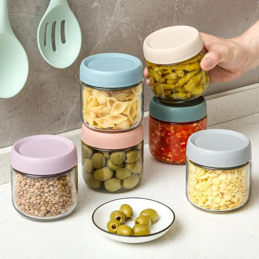 

6Pcs Multifunctional 10/16/24 Oz Overnight Oat Jar Leak-Proof Sealed Mason Jars with Lid Glass Fresh-keeping Jar Spice