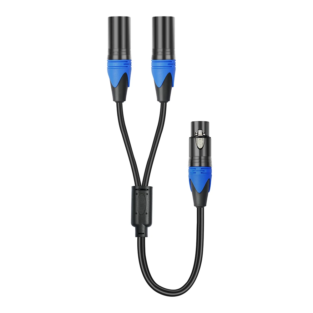 50cm XLR Splitter Cable 1 XLR Male To 2 XLR Female XLR Y Splitter Cable Microphone Splitter Cord for Amplifier Microphone Mixer