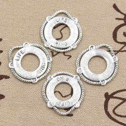 20pcs Charms Life Ring Swim Lifebuoy 23x22mm Antique Silver Color Pendants DIY Crafts Making Findings Handmade Tibetan Jewelry