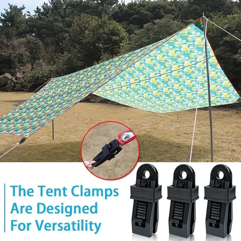 8pcs Outdoor Tent Fixing Clip Multifunctional Rain Cloth Canopy Windproof Fixing Clip Wind Rope Buckle Sunshade Net Accessories