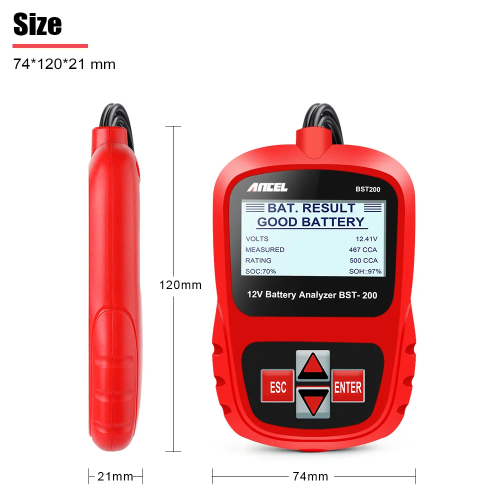 Ancel Bst200 Digitale Batterij Analysator 12V 100-1100cca Auto Batterij Belasting Tester Voor Diesel Benzine Voertuigen Auto Diagnostisch Hulpmiddel