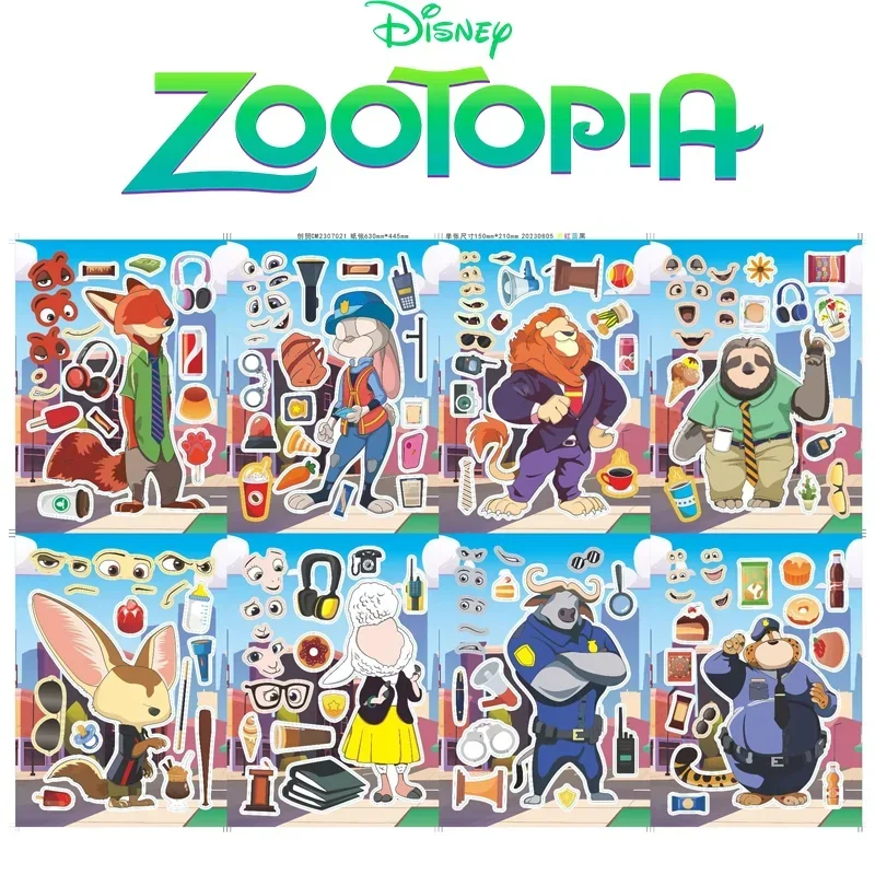 ديزني zuotopia 2 adesivos criativos meninos meninas جودي نيك كيبرا-cabeça adesivos شخصية dos desenhos animados #1