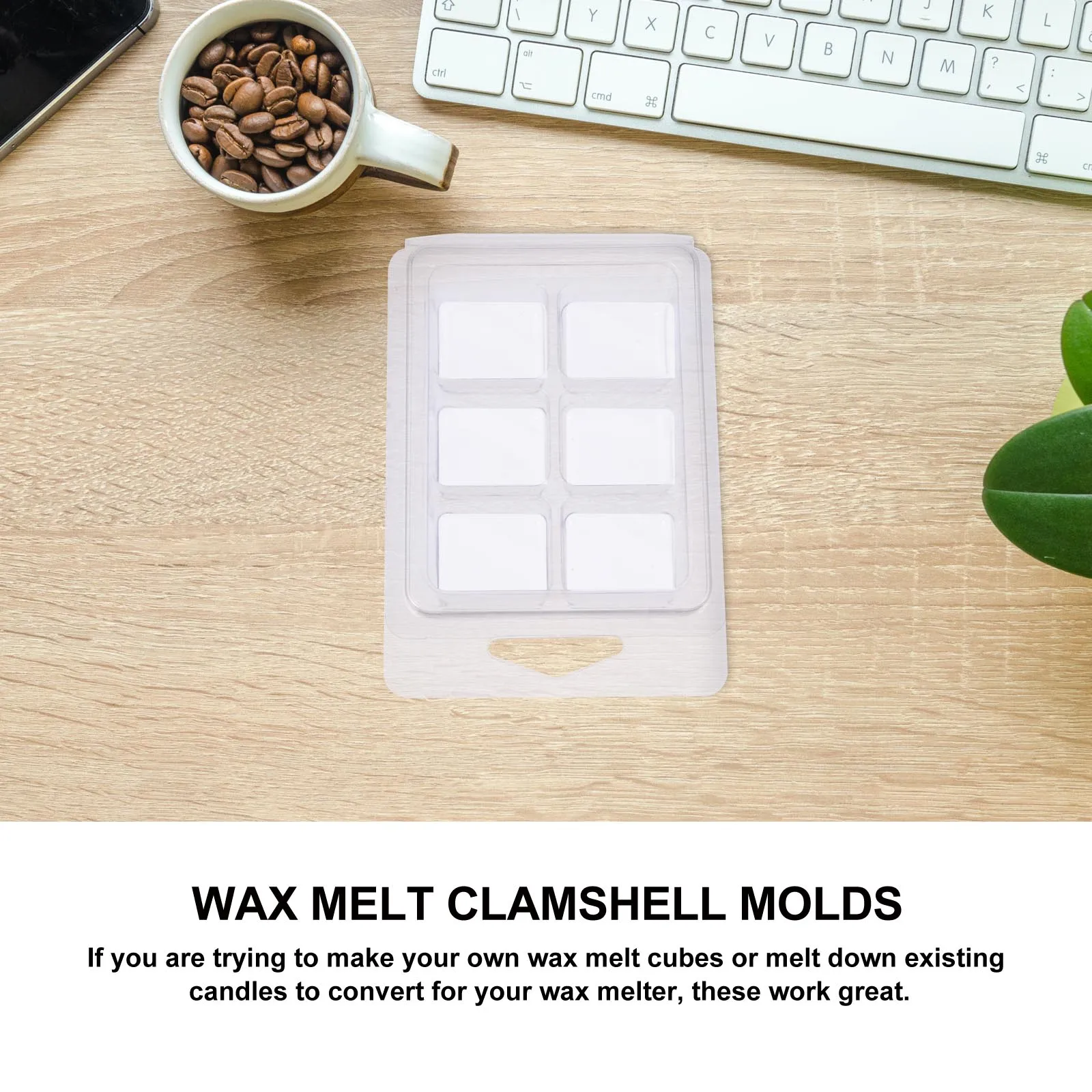 50pcs C Mold Wax Melt Clamshell Containers Cube Tray Durable Plastic Sealed Easy Perfect Making Tarts Soap Hardware