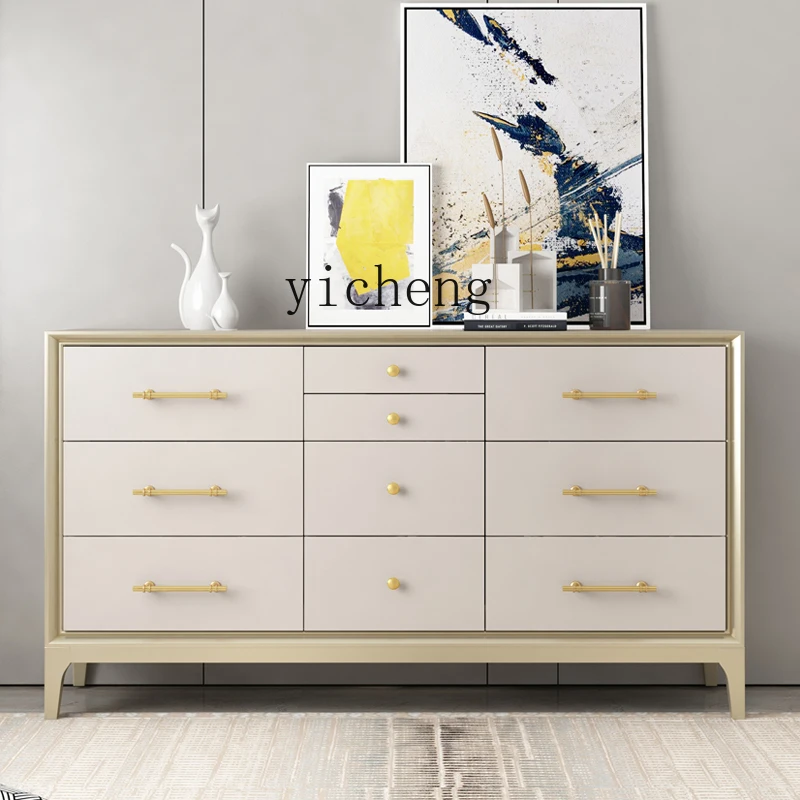 

ZYA Solid Wood Chest of Drawers Modern Light Luxury Bedroom TV Furniture Simple Drawer Storage Cabinet