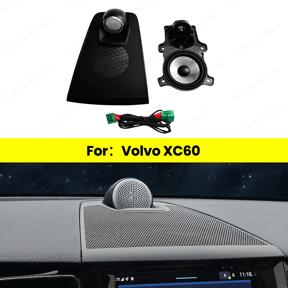 Auchi Center Speaker For Volvo XC60 2017–2025 Car Plug and Play Cutting Free Central Instrument Panel Center Mounted