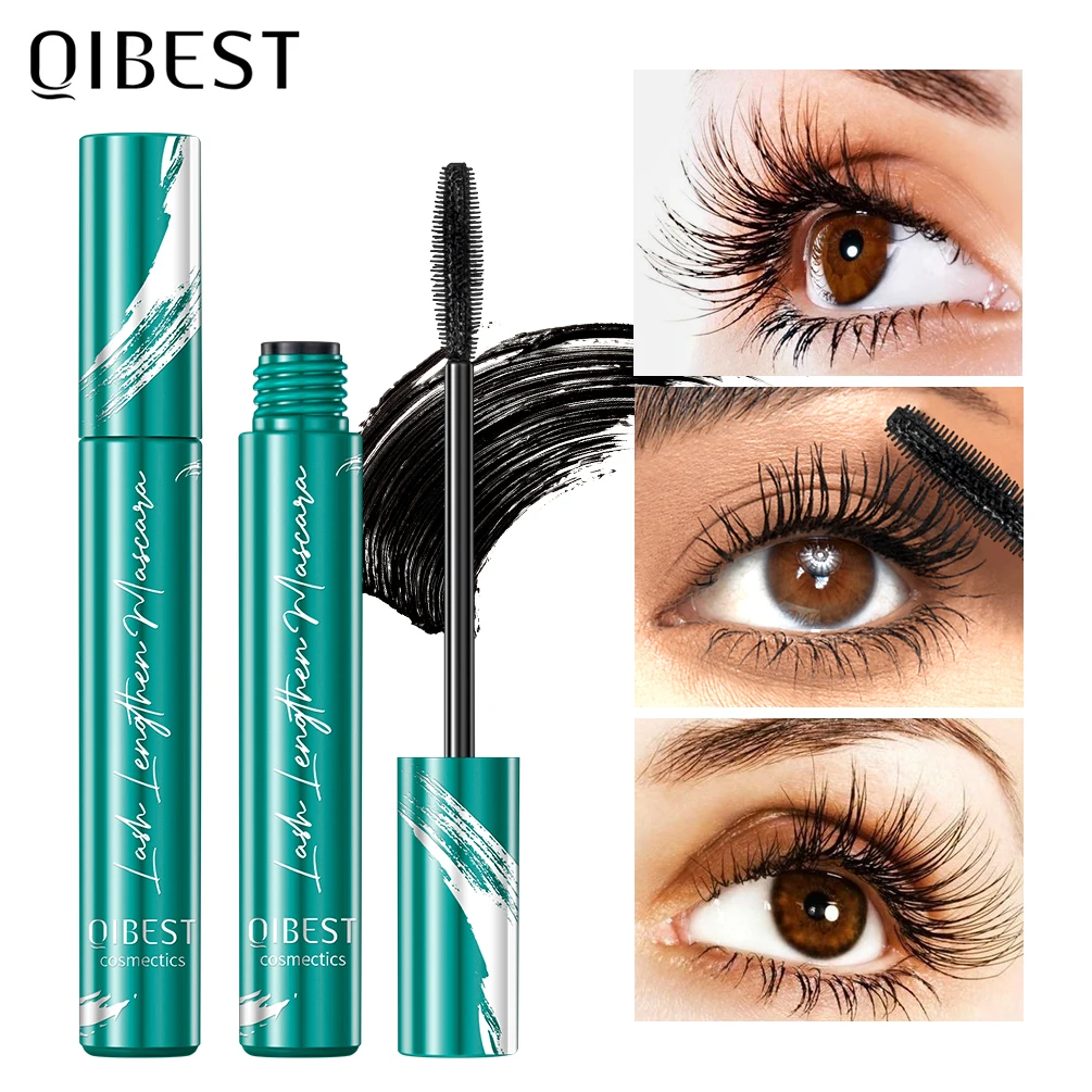 QIBEST 4d Silk Fiber Black Mascara Volume Curling Waterproof Lengthening Eyelashes Extension Eyes Makeup Mascara Cosmetics Rimel