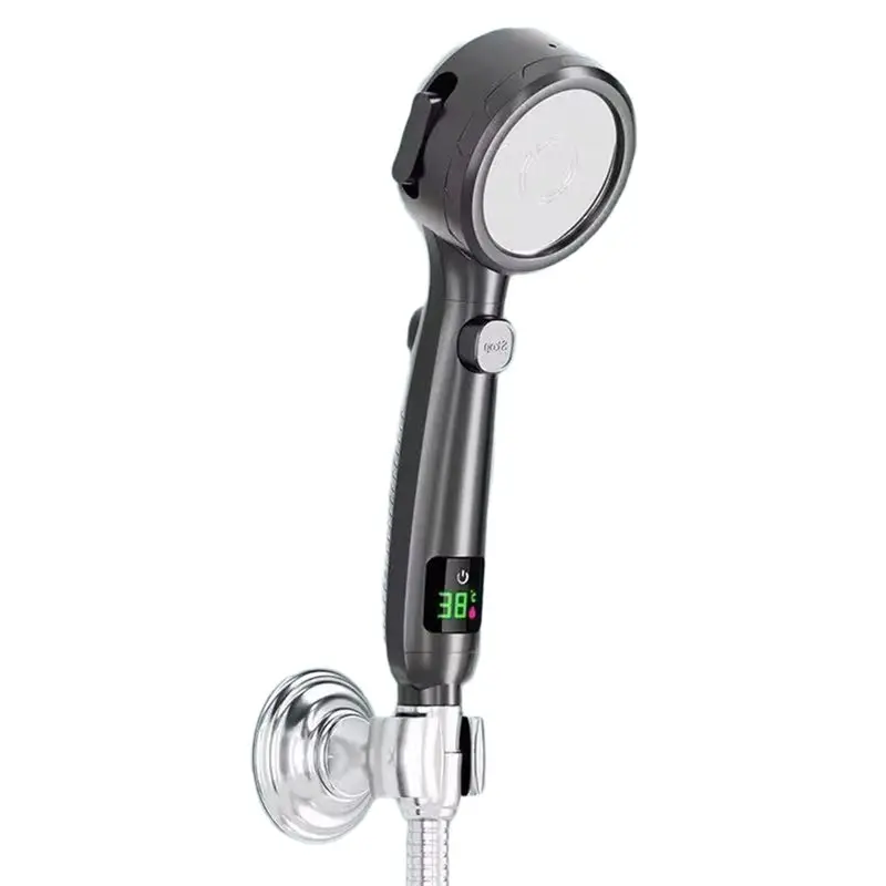 

AWAH Adjustable Gush High Pressure Handheld Bathroom Shower Head Water Saving Digital Temperature Display