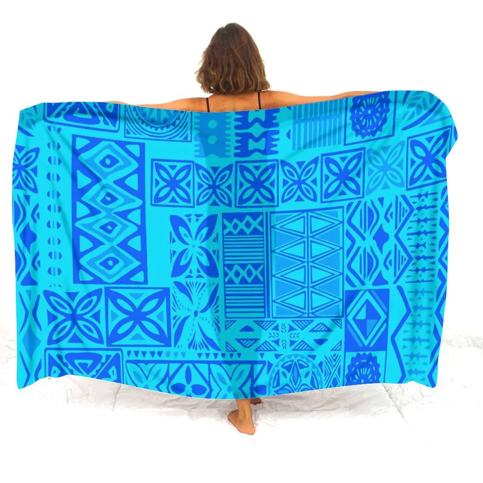 

Гавайский женский саронг на заказ, пляжная накидка для защиты от солнца, элегантная ветрозащитная накидка, полинезийский оптовый саронг-шарф