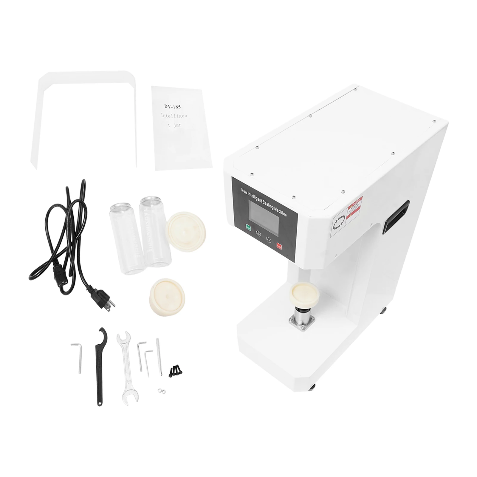 เครื่องซีลกระป๋องเชิงพาณิชย์อัตโนมัติ 1600rpm สีขาวพร้อมโซลูชันการซีลประสิทธิภาพสูงประหยัดพื้นที่