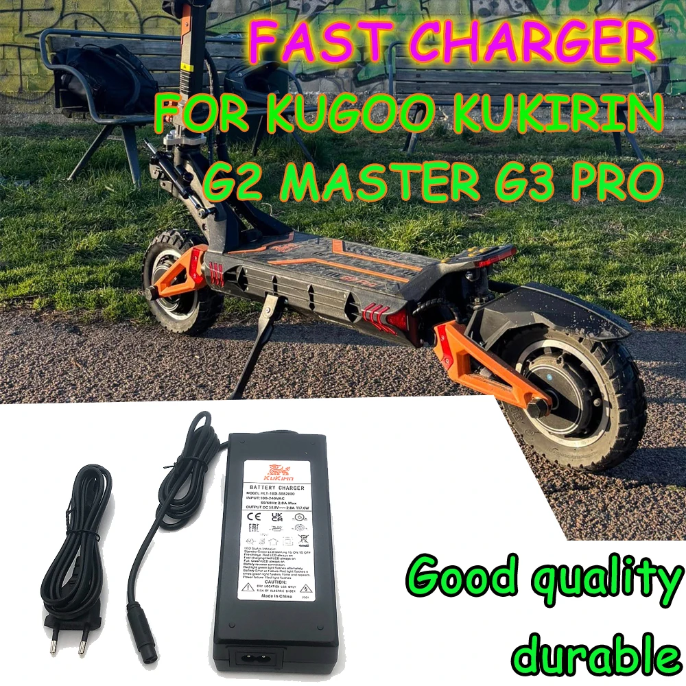 

Оригинальный быстрый зарядный адаптер 2А с LED-сенсором, сертифицированный ЕС, для электросамокатов Kugoo Kukirin G2 Master G3 Pro