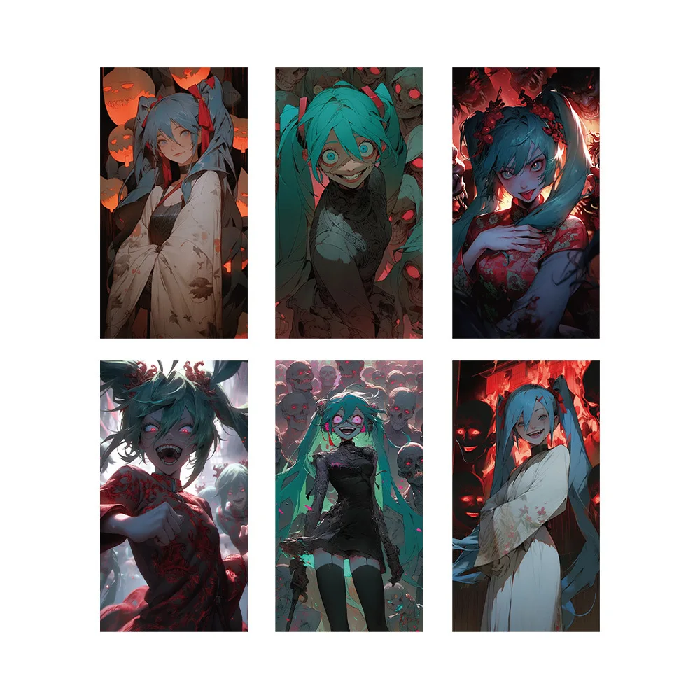 63pcs Horror Hatsune Miku Poster Wallpaper Two-dimensional Anime Peripheral Decoration Waterproof Stickers