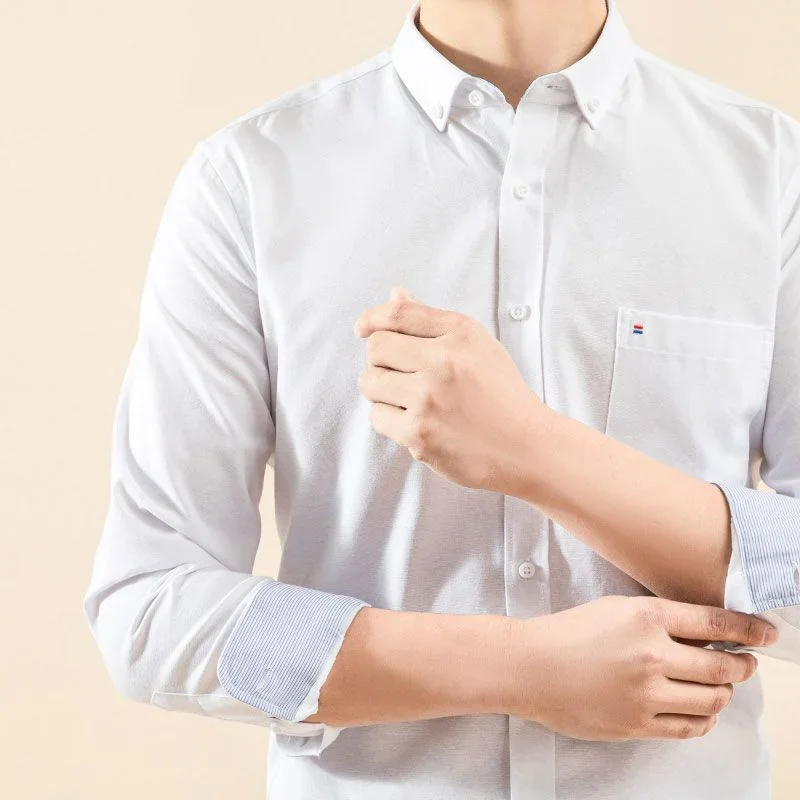 

Весенняя новая весенняя мужская рубашка из чистого хлопка в полоску с длинными рукавами и карманами на пуговицах средней молодежи, умная повседневная рубашка, топ JJ252