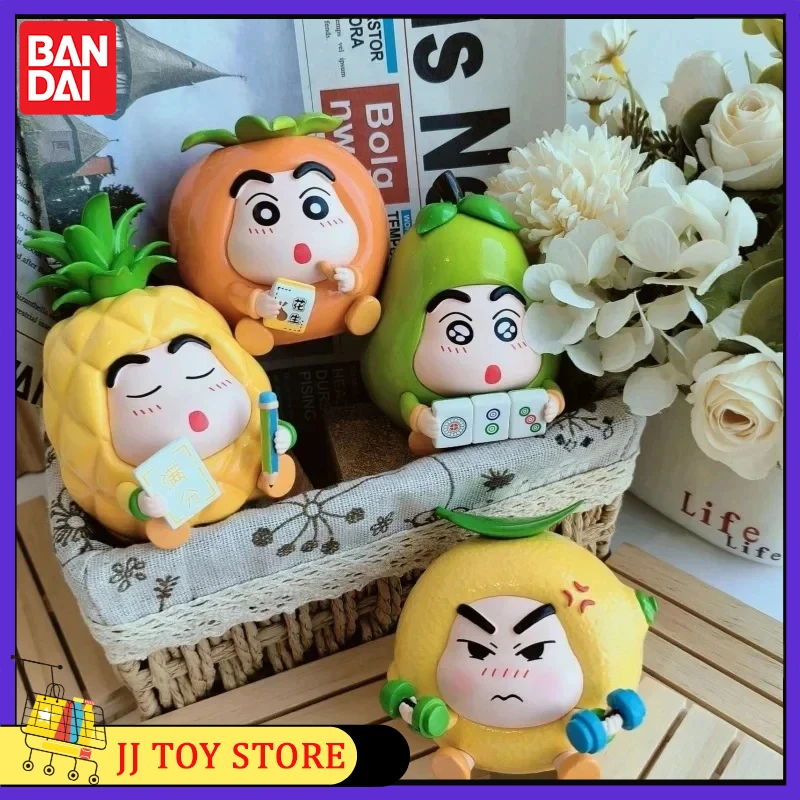 Figuras de Anime de 10cm para niños, crayón, piña, Serie de frutas, Kawaii, versión Q, modelo de Pvc, estatua, coche, adornos, juguetes, regalo