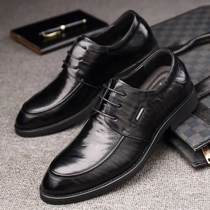 

Spring Autumn Black Soft Pointed Toe Social Shoe Male Official 2025 Style Elegant and Classic Leather Casual Men's Formal Shoes