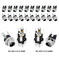 10/50/200PCS 5.5x2.1mm DC Socket With Nut DC-025 DC Power Jack Socket Female Panel Mount Connector DC025 5.5x2.5mm