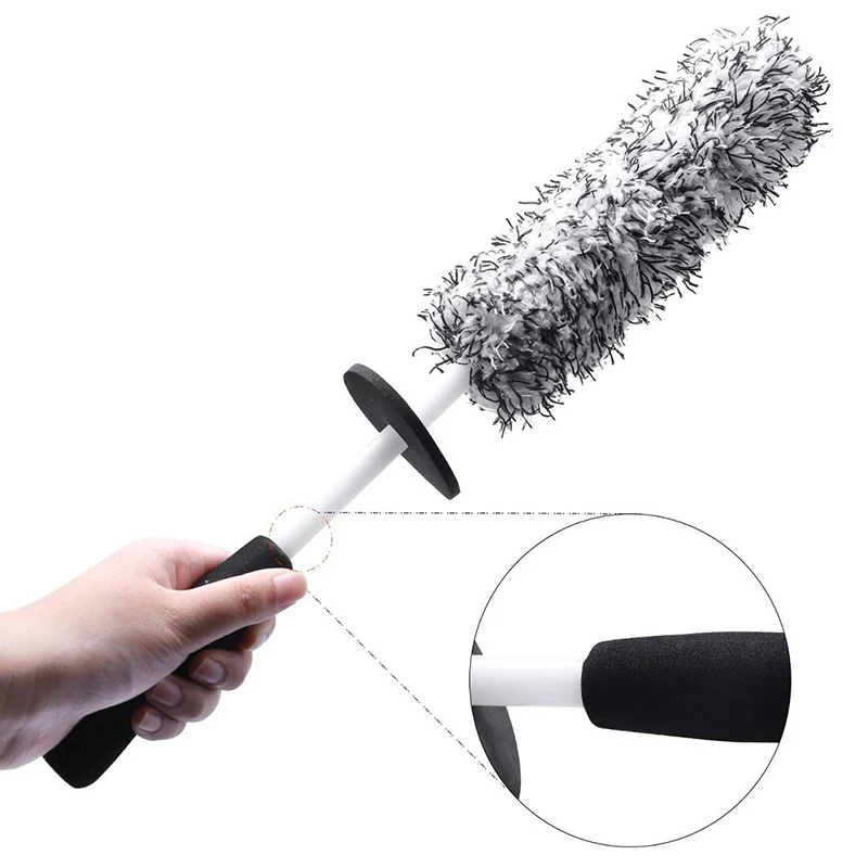 

Car Wash Super Brush Microfiber Premium Wheels Brush Non-Slip Handle Easy To Cleaning Rims Spokes Wheel Barrel Car Accessories