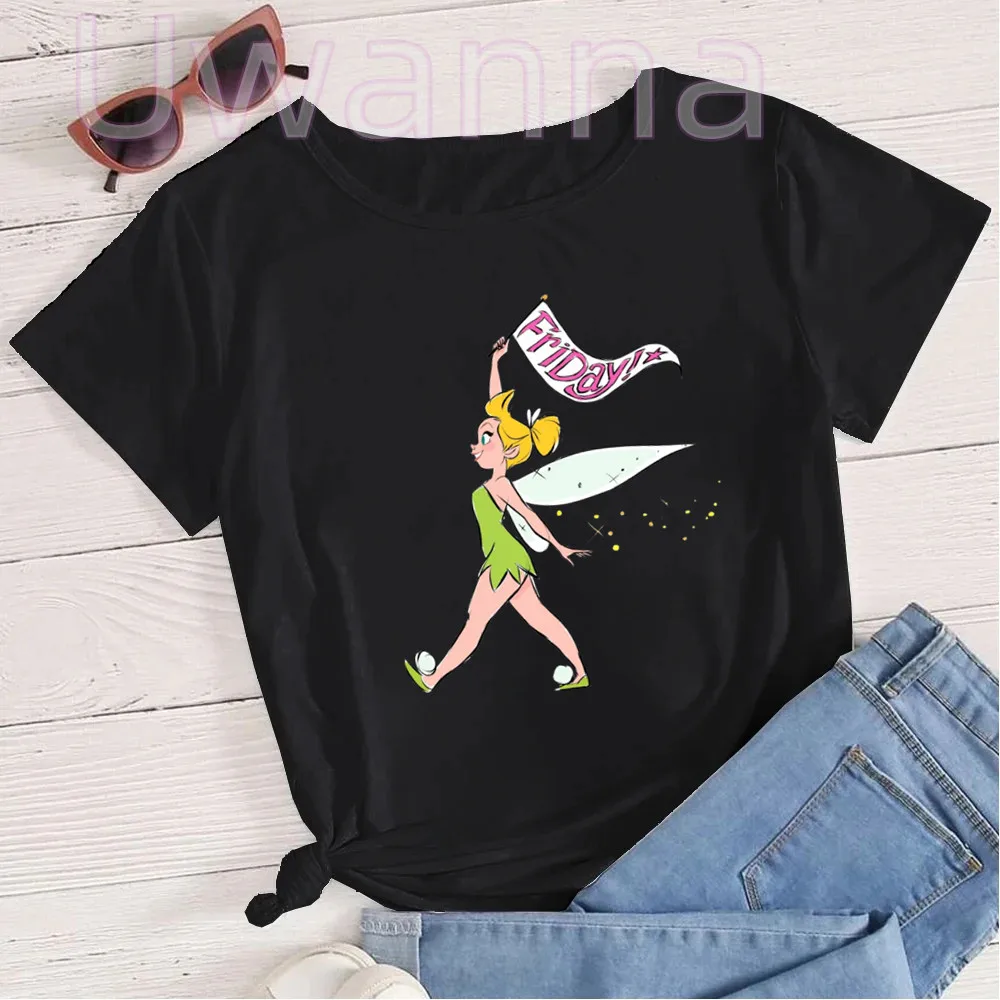 

Think Bell Princess Print Cute Women T-shirt Casual Fashion Short Sleeve Black T Shirt Female Streetwear Tshirt Y2k Clothes Tops