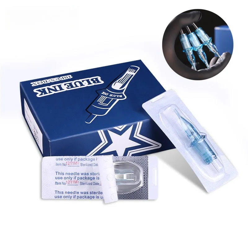 

20Pcs Tattoo Needles Disposable Makeup Needle Blue Cartridge Integrated Needle Professional Hair Eyebrow Tattoo Needles