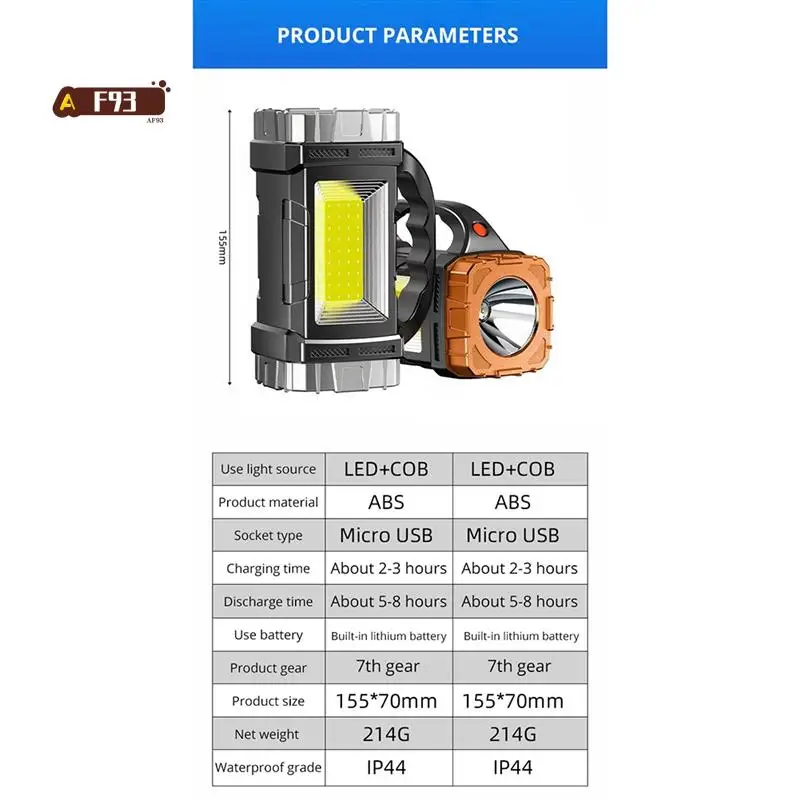 

AF93-Portable Solar Energy Flashlight USB Rechargeable Waterproof Handheld Lantern For Outdoor Camping Hiking