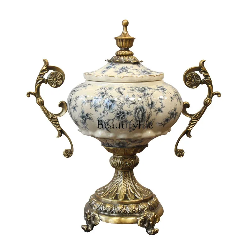 

55American ceramic decorative tank European retro entrance handicraft ornament storage tank