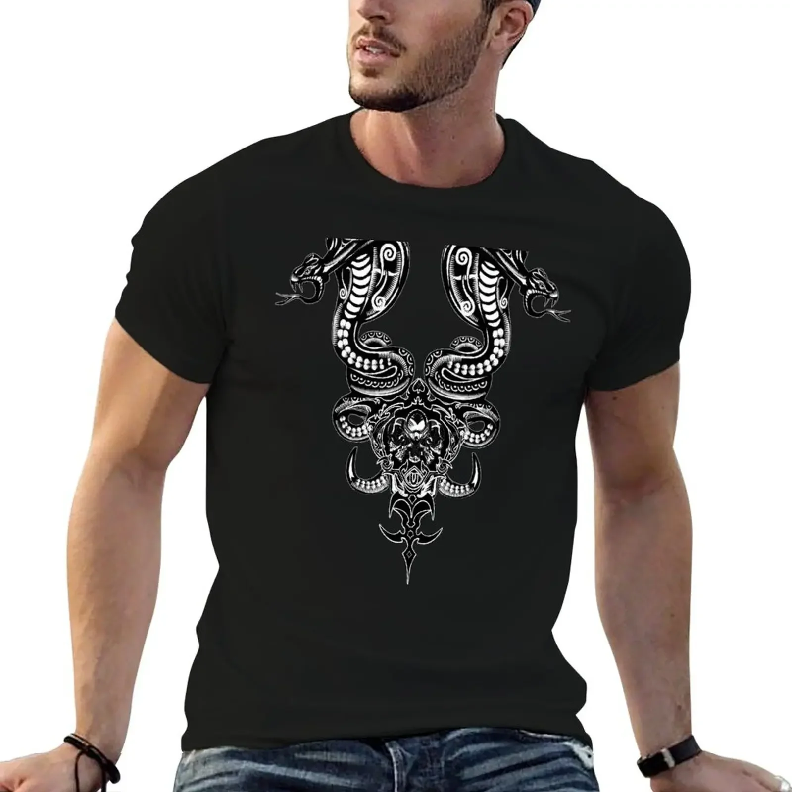 

Black and White Stylish Vintage Fashion Design T-Shirt topping Clothing croswit shirt man customizeds Men's t-shirts