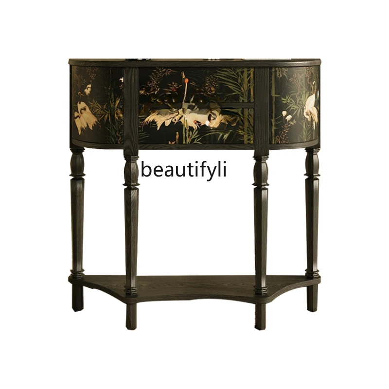 

Modern Simple Handmade Painted Mid-Ancient Style Solid Wood Bedroom Bedside Entrance Cabinet Retro Locker