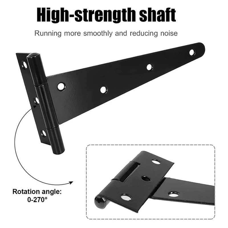 6 Pack Heavy Duty Tee Hinge, 150Mm 6 Inch T Hinge Metal Strap Tee Hinge With Screws For Shed Doors, Garden Gate