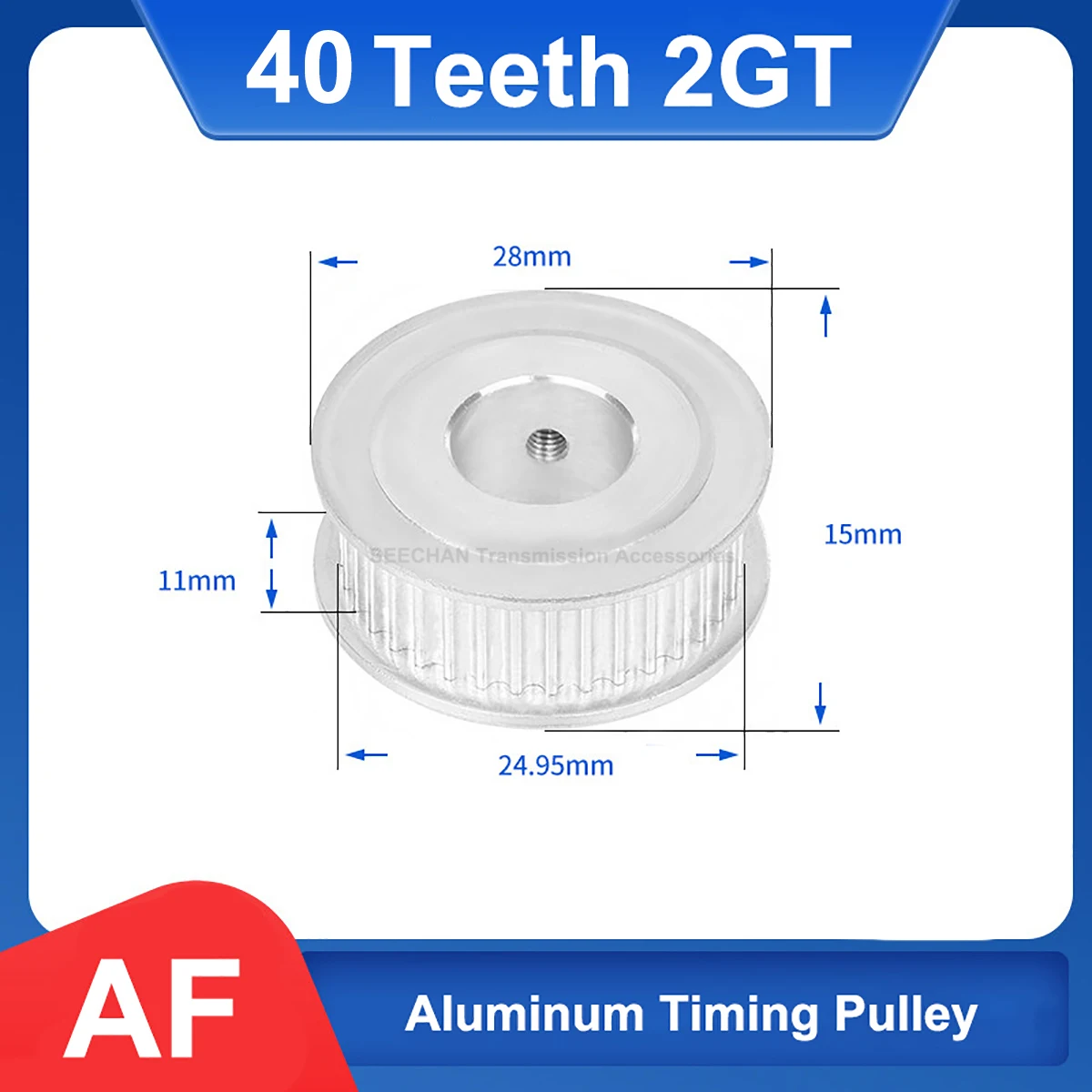 

40 Teeth 2GT Timing Pulley Bore 4/5/6/6.35/8/10 - 15mm Aluminum Synchronous Wheel 3D Printer Parts For Width 10mm Timing Belt