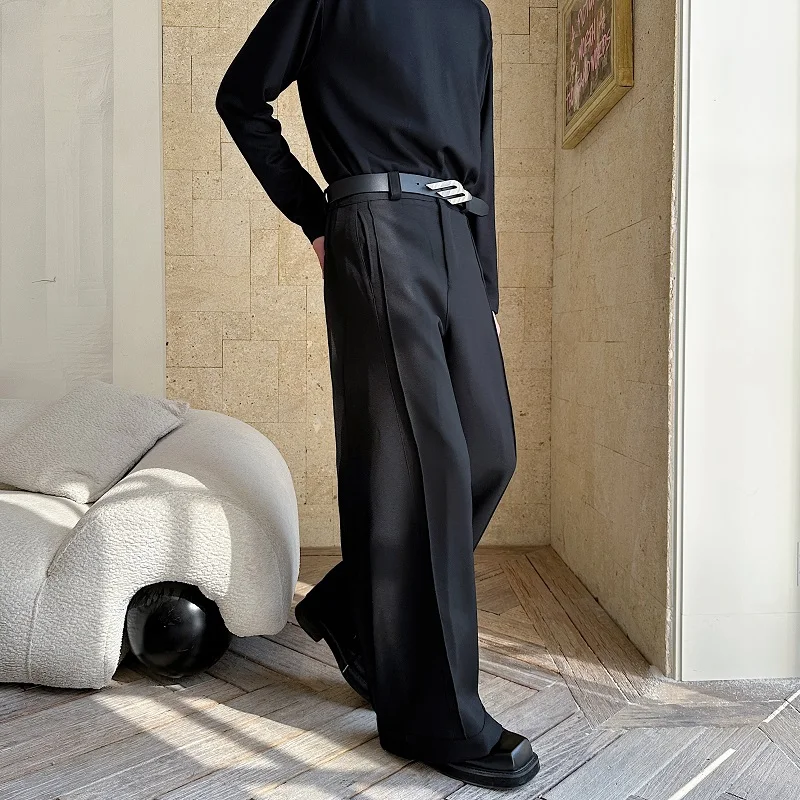 

Мужские повседневные брюки прямого кроя, широкие брюки, молодежные, стильные, с высокой талией, на молнии, длинные, на все сезоны