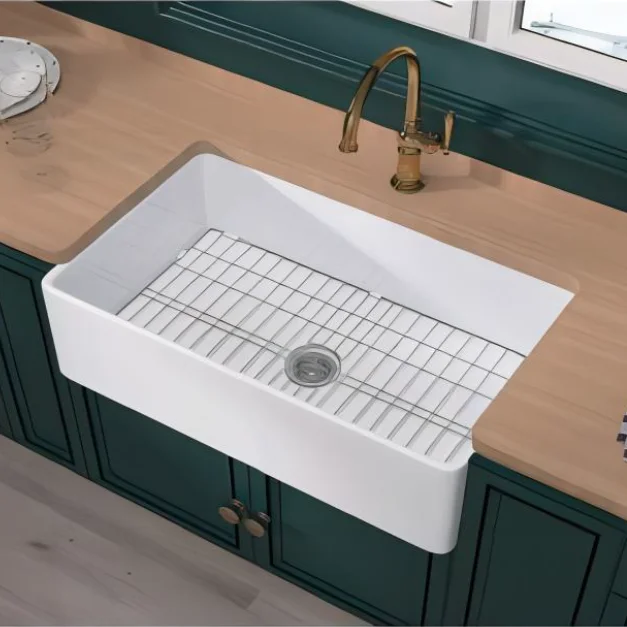 CUPC 30-inch Vintage Single Bowl Fireclay FFC Farmhouse Sink Rectangular Apron in Front of a Modern Design Style  Kitchen Sink