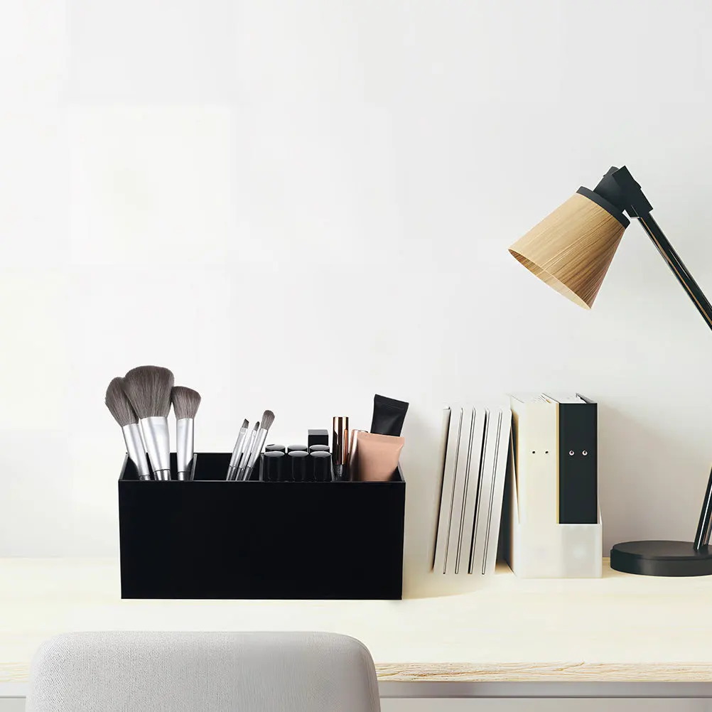 حامل فرشاة للمكياج مكون من 4 حجرات من الأكريليك منظم قلم لمنظم فرش المكتب وكونترتوب الحمام #2